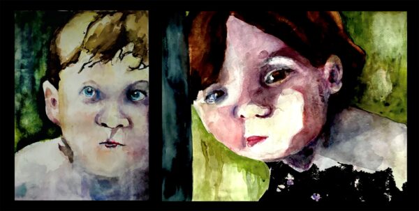 Faces Pressed on Shower Glass